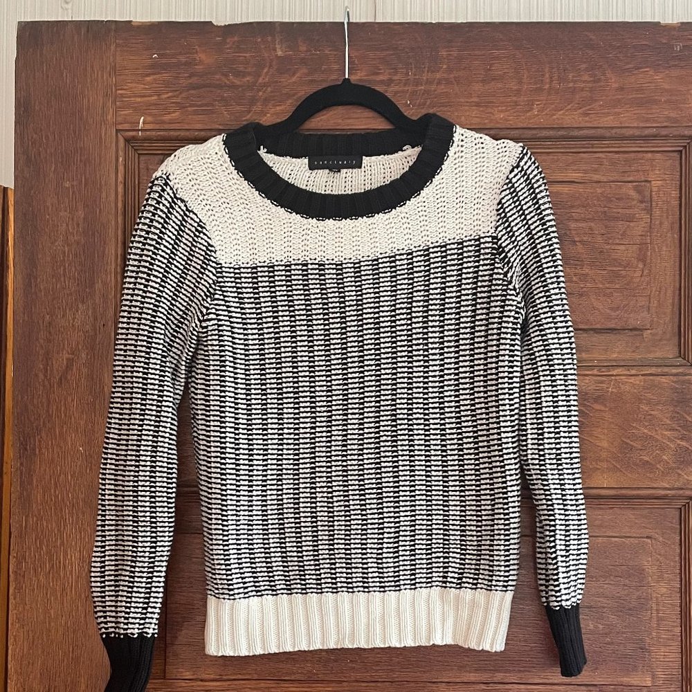 Sanctuary 100% Cotton black & white crew neck sweater